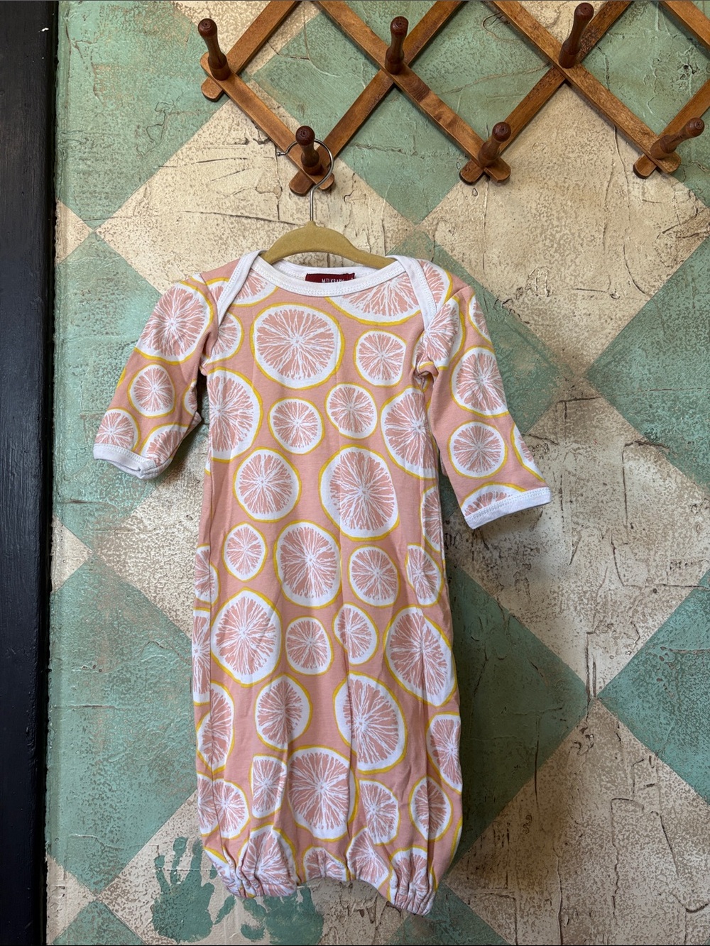 Milkbarn Peach & Yellow Citrus-Print Baby Sleep Gown